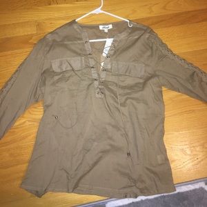 Olive long sleeve tie up