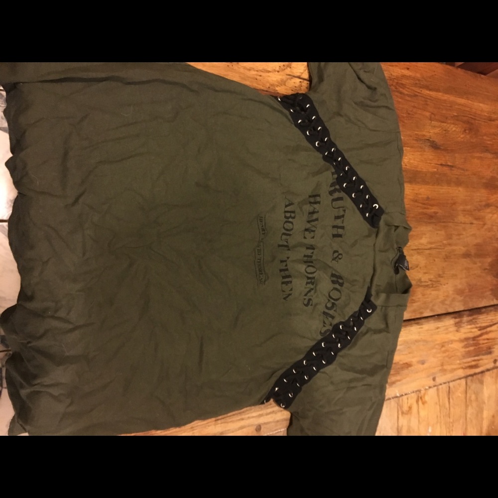 Graphic tee shirt with tie ups