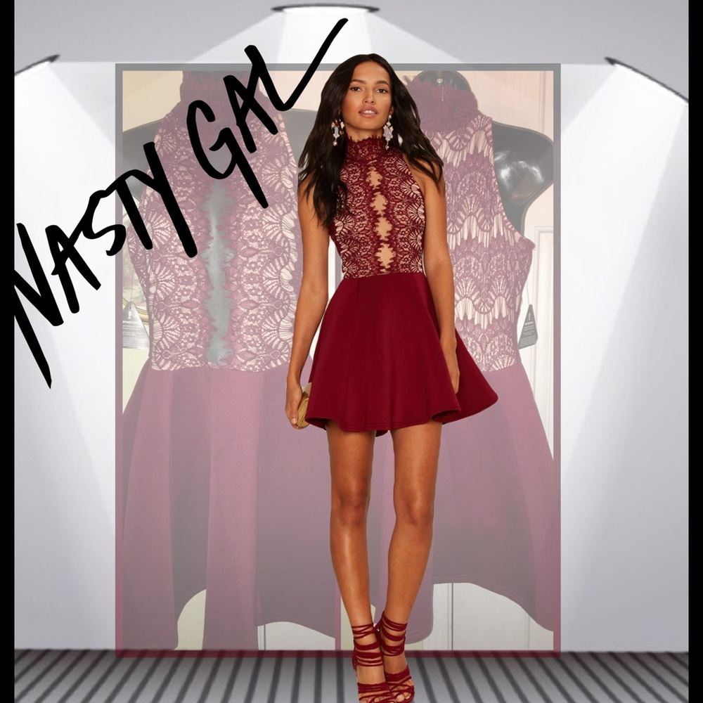 Nasty Gal Rare London Court Mesh Scuba Dress Sz. L