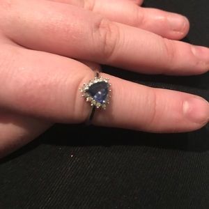 1.01ct Tanzanite and .22ct Diamond silver ring