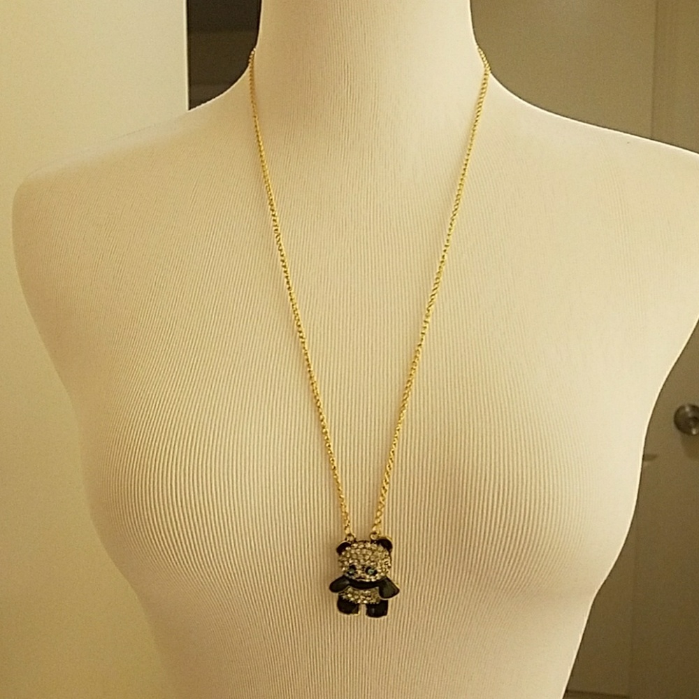 Gold necklace with rionstone baby panda