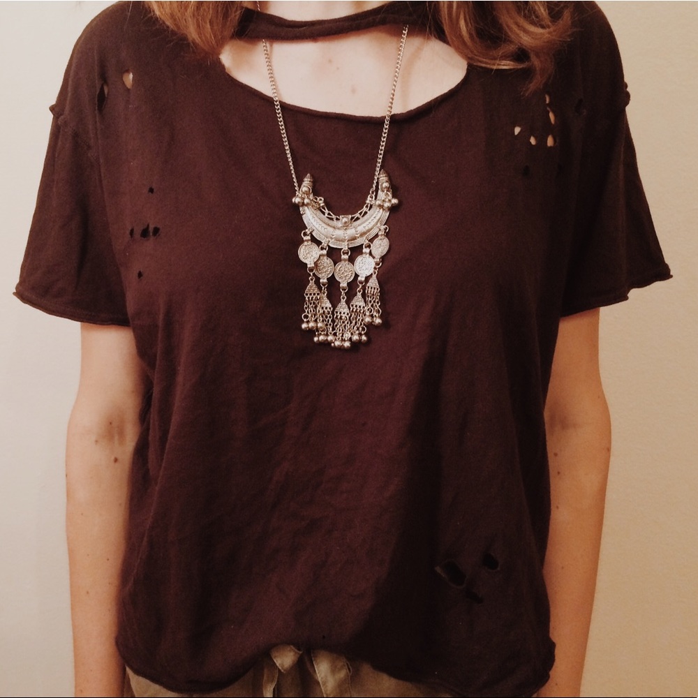 Destructed black tee | Urban Outfitters