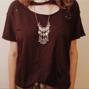 Destructed black tee | Urban Outfitters