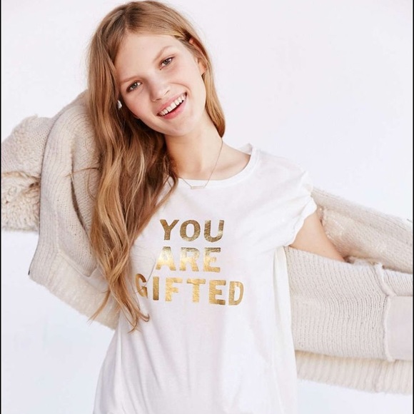 Urban Outfitters Tops - Project Social T ❤️ UO t-shirt White Gold Tee EUC