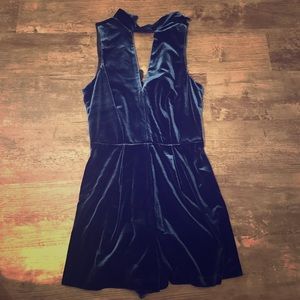 TOPSHOP navy velvet romper