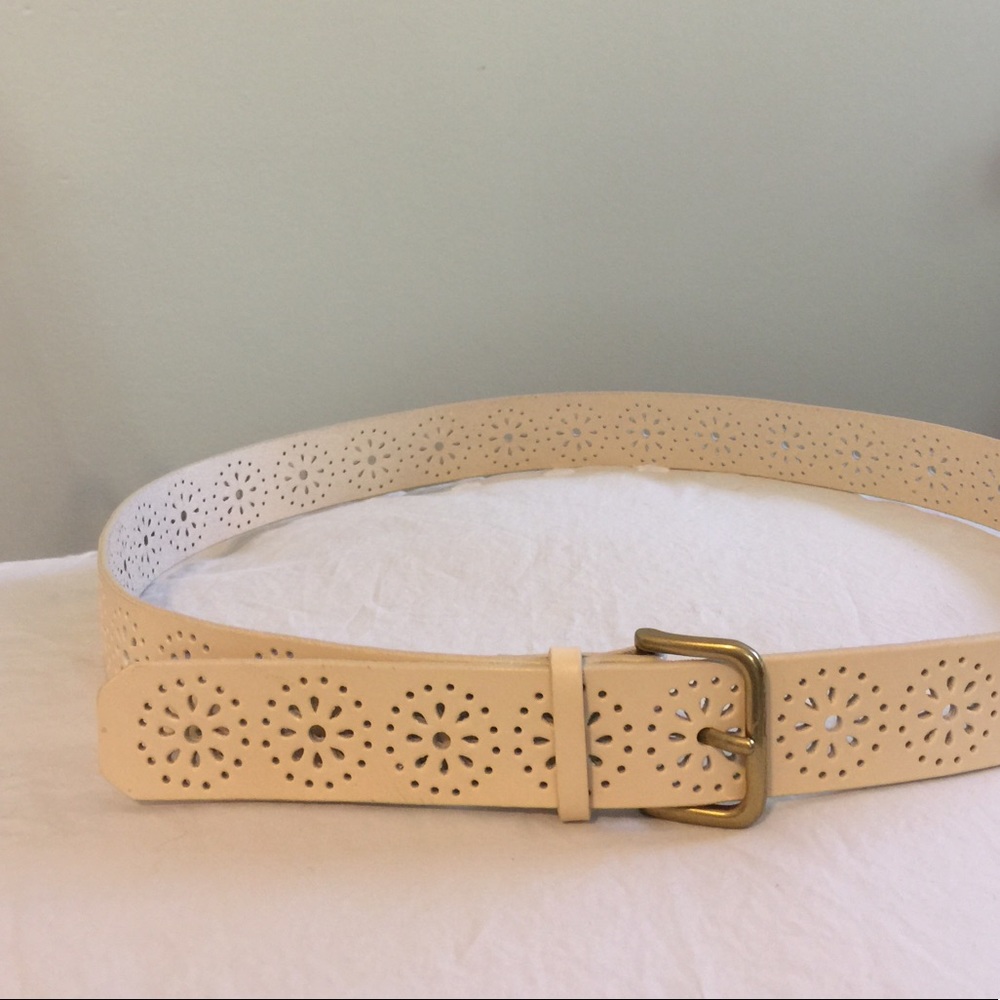 J. Crew ivory leather belt