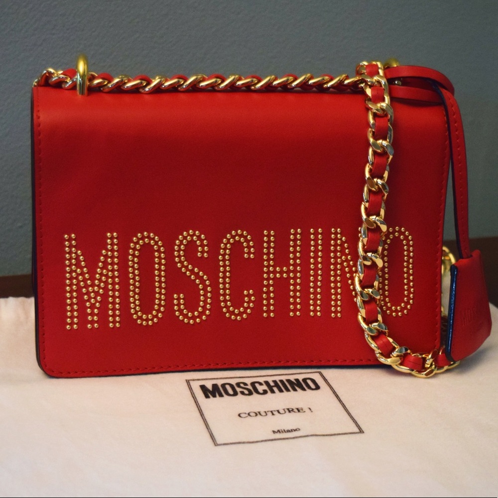 Moschino Red Studded Cross body Handbag - NEW