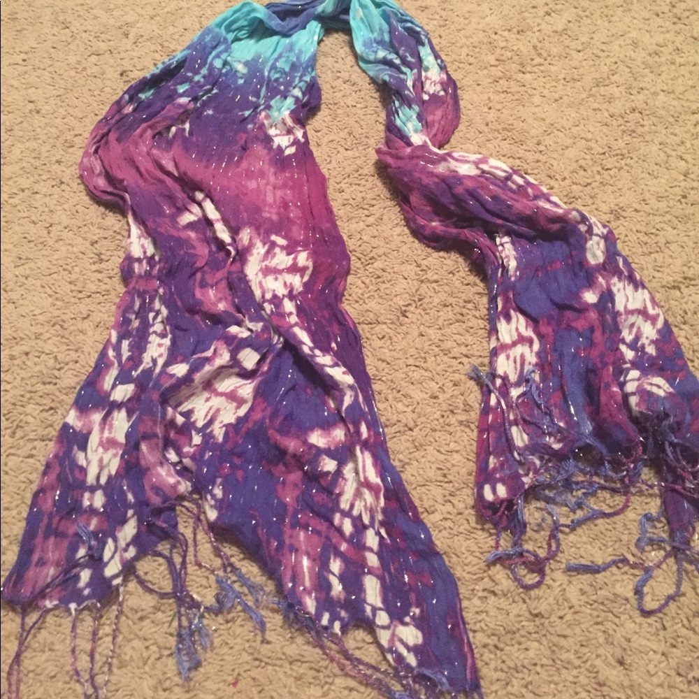 Galaxy scarf with hints of silver and fringe