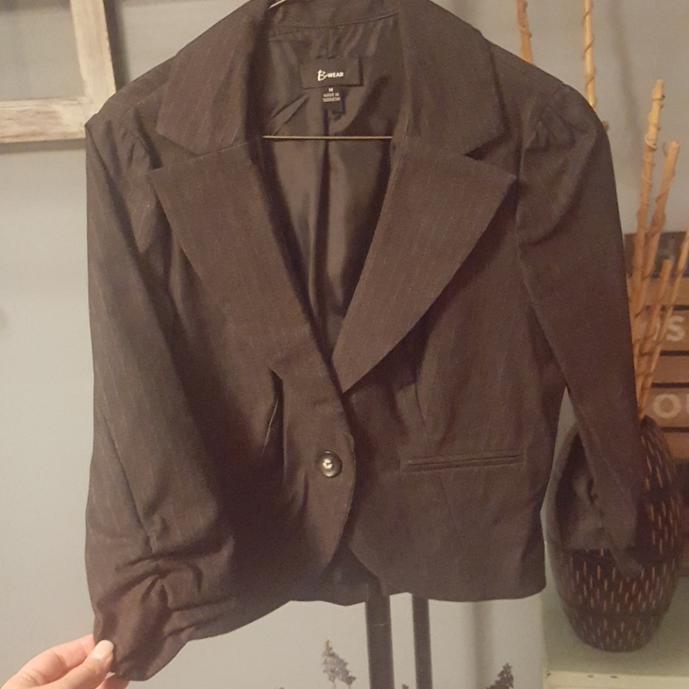 Gray pinstripe blazer