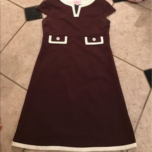 Lilly Pulitzer brown dress with cream trim