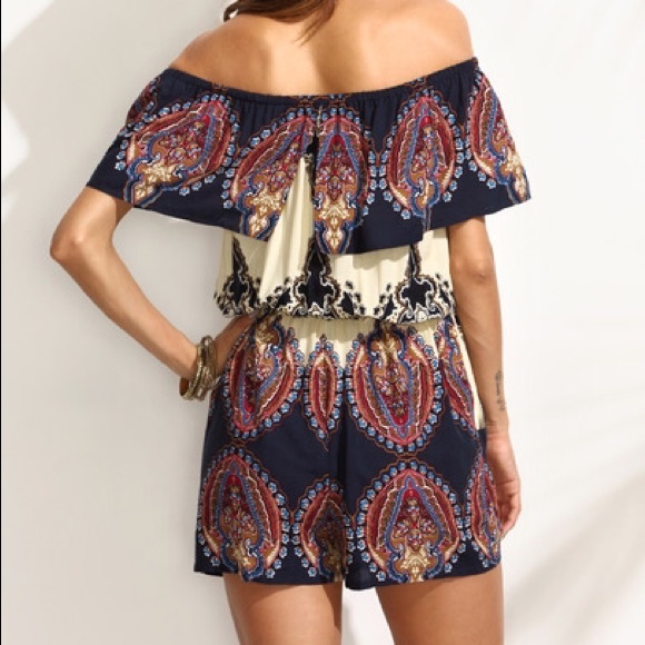 1 XS left! Off Shoulder Boho Romper - Picture 4 of 6