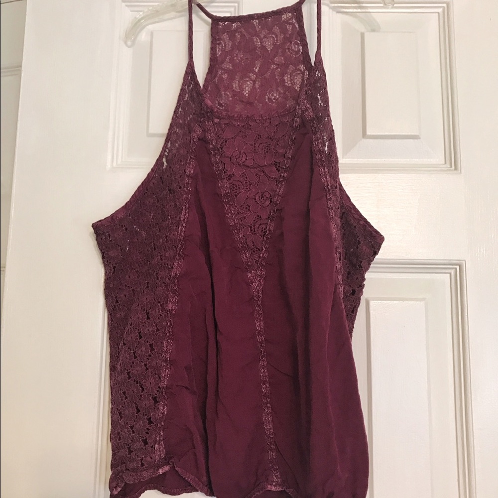 Maroon Racerback Lace Tank Top