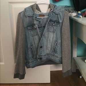 American eagle jean jacket hoddie