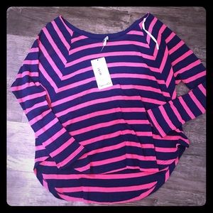 Splendid, navy and hot pink striped  tshirt