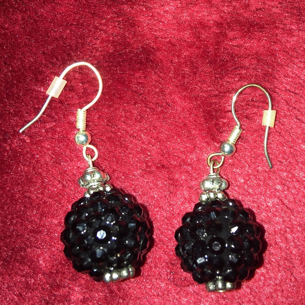 Black gem cluster earrings