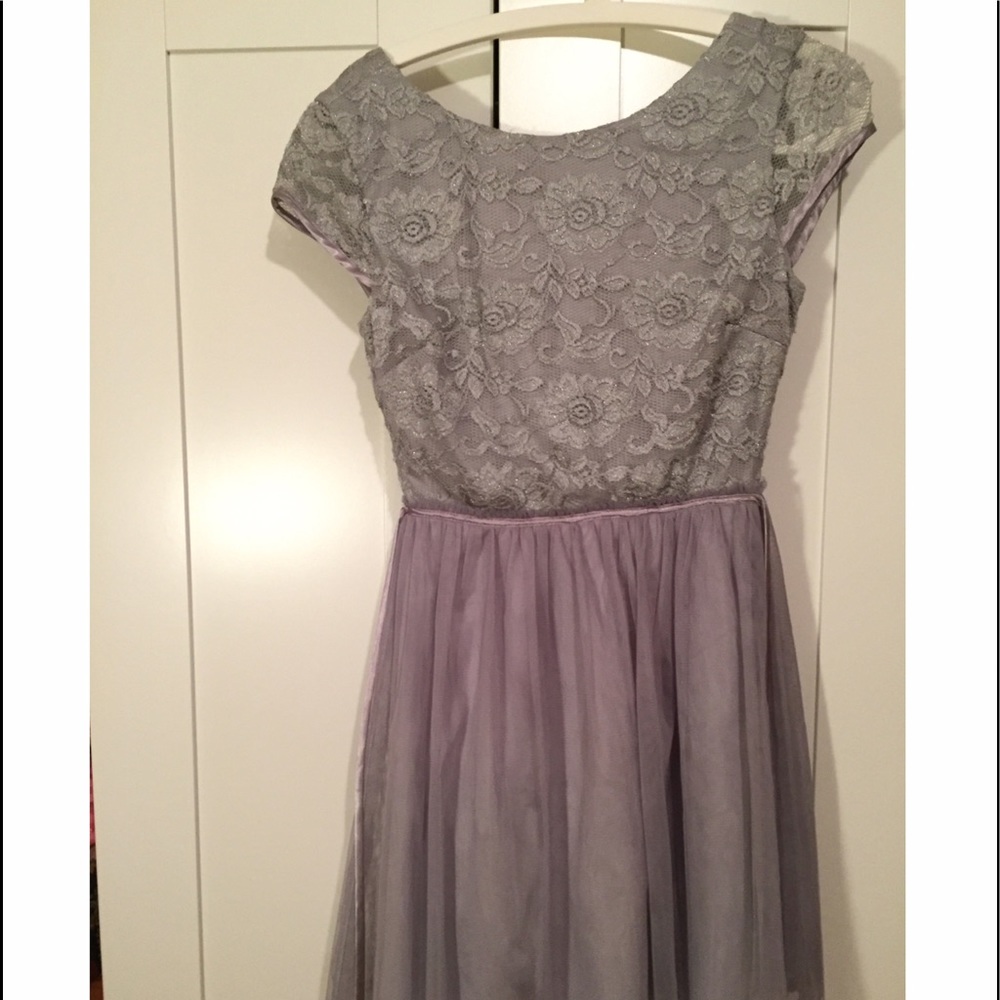 Grey Tulle and Lace Dress