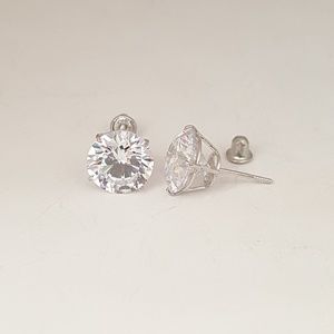 14k white gold 8mm round cut stud Earrings