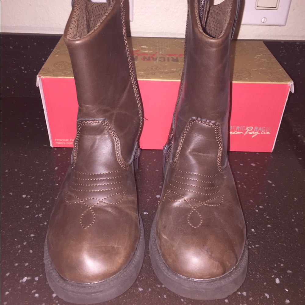 Boys Brown Soft Leather Boots, Size 2