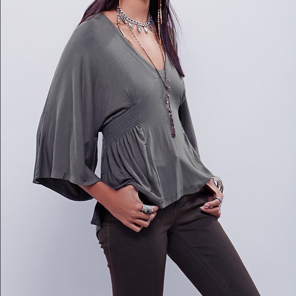 Free People Teal Boho Top