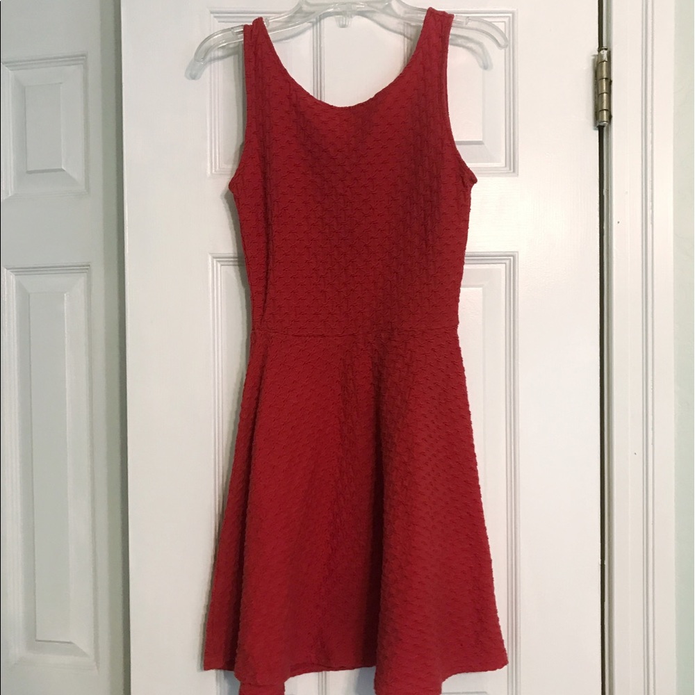 Orange/Red Textured Skater Dress
