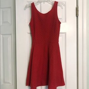 Orange/Red Textured Skater Dress