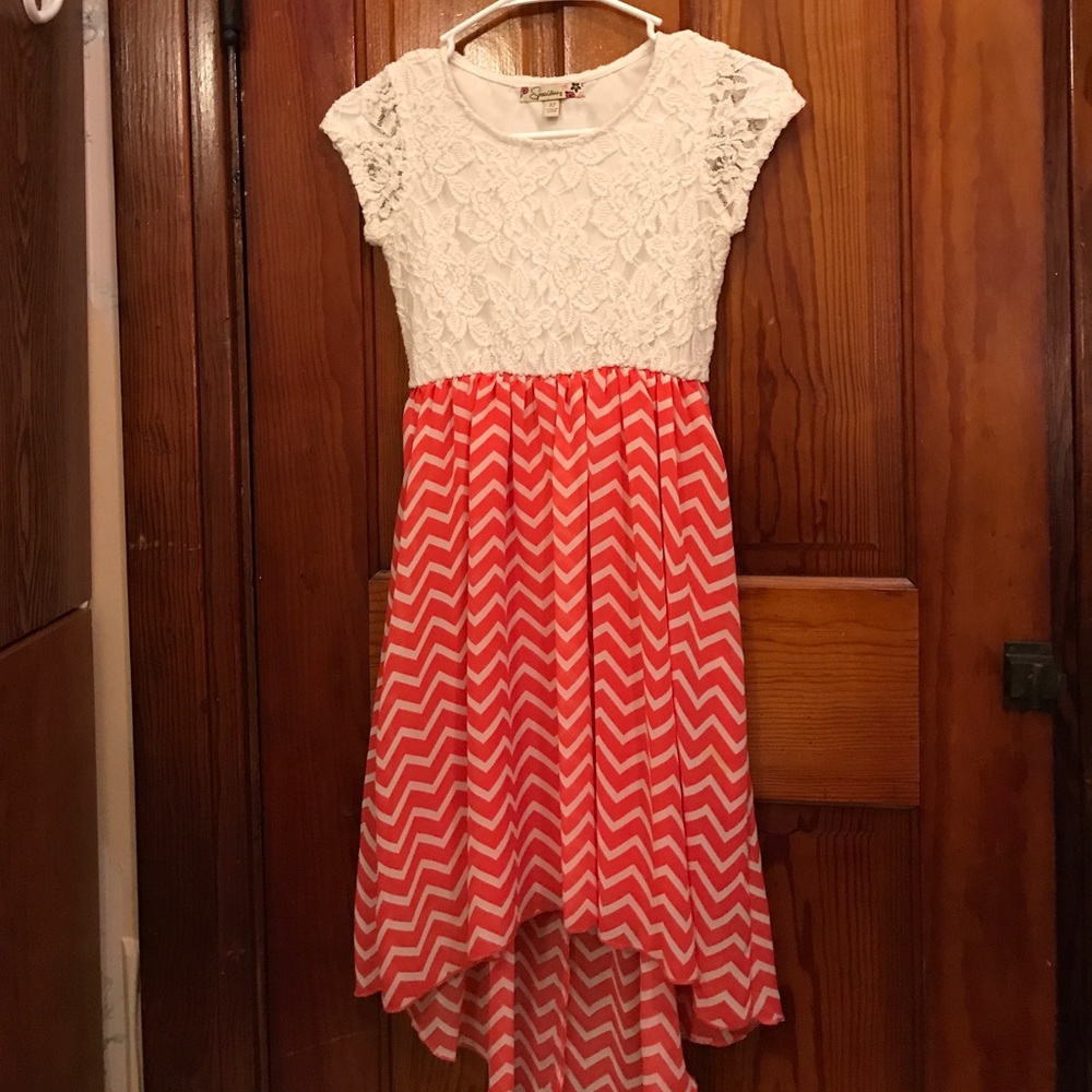 Coral Chevron High-Low Dress