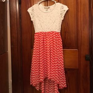 Coral Chevron High-Low Dress