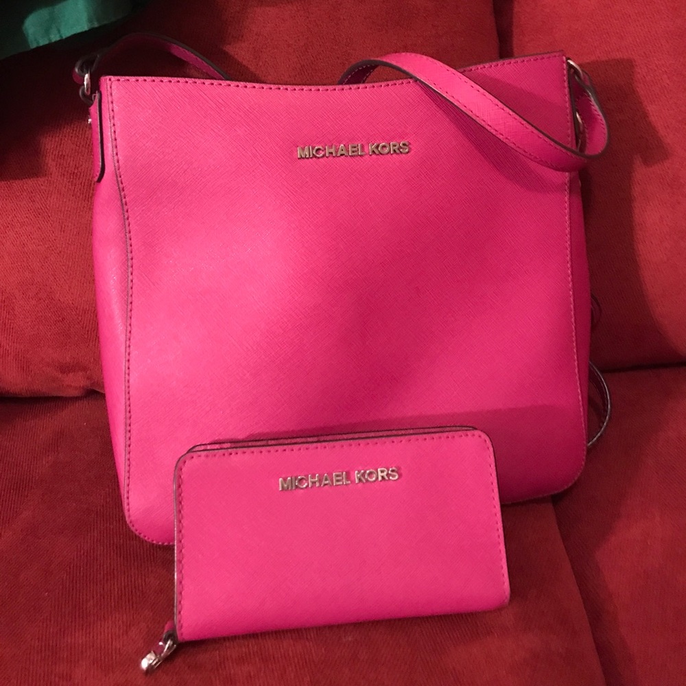 Pink Michael Kors Crossbody Bag and Wallet