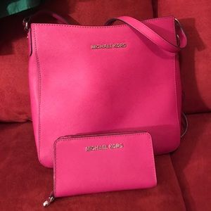Pink Michael Kors Crossbody Bag and Wallet