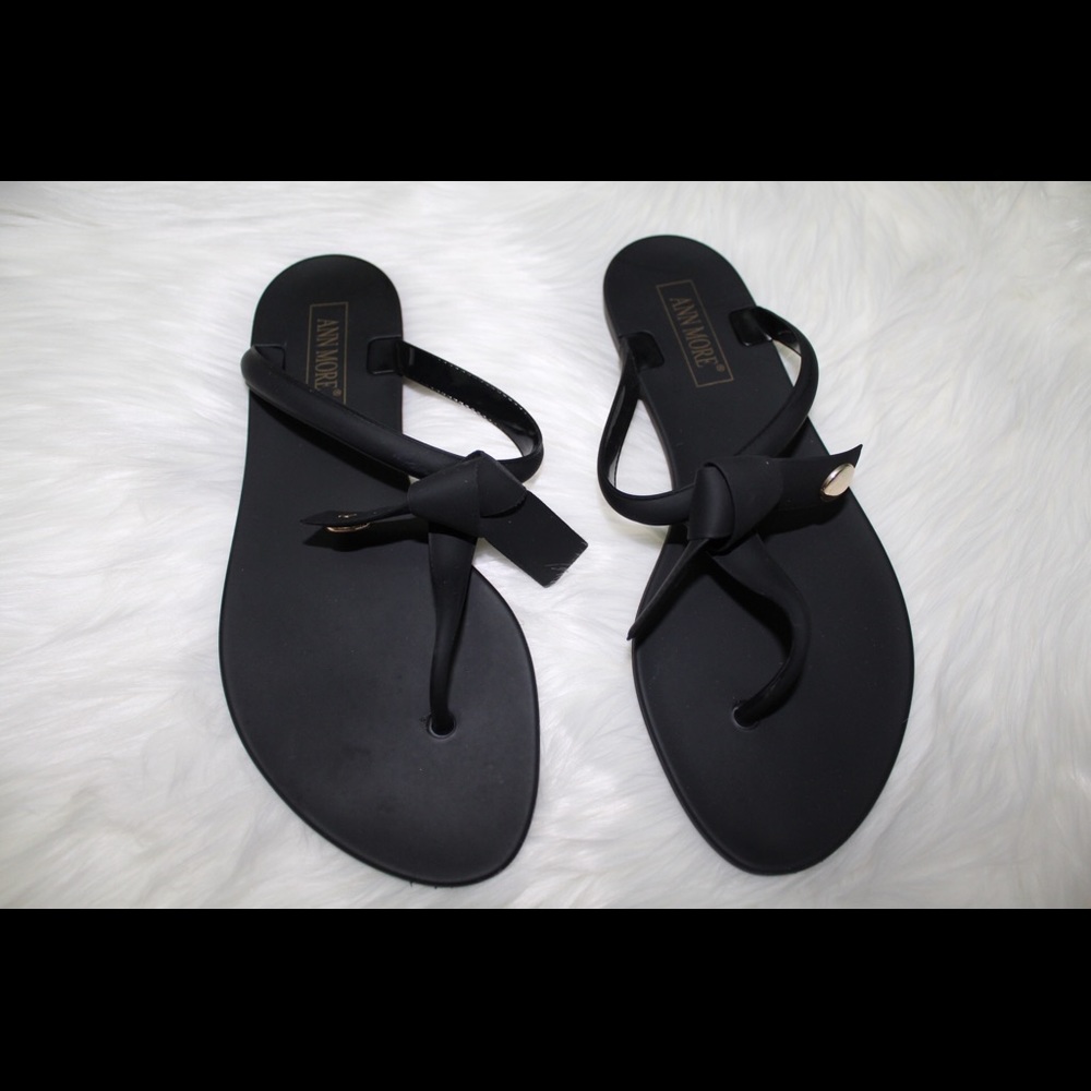 Black Jelly Bow Sandals Lowest Price - Picture 3 of 3