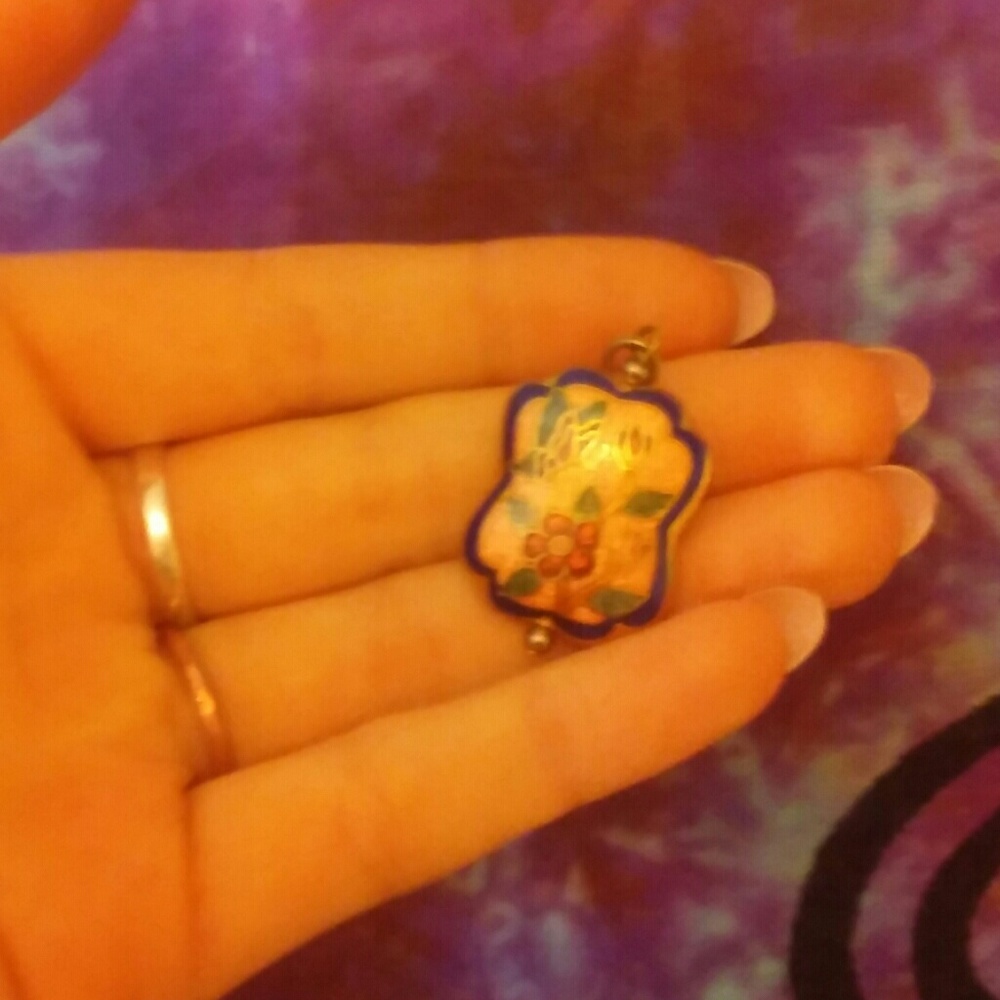 Vintage flower and butterfly necklace pendant