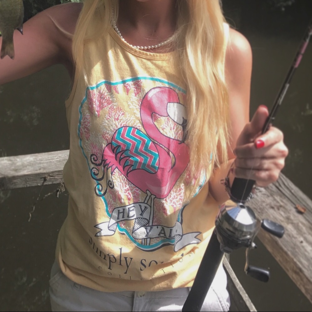 Simply Southern hey y'all flamingo tank top