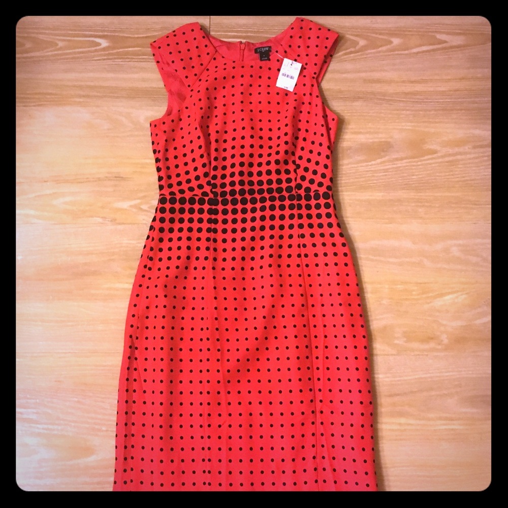 J. CREW 🌟 NWT sheath dress red and black dots