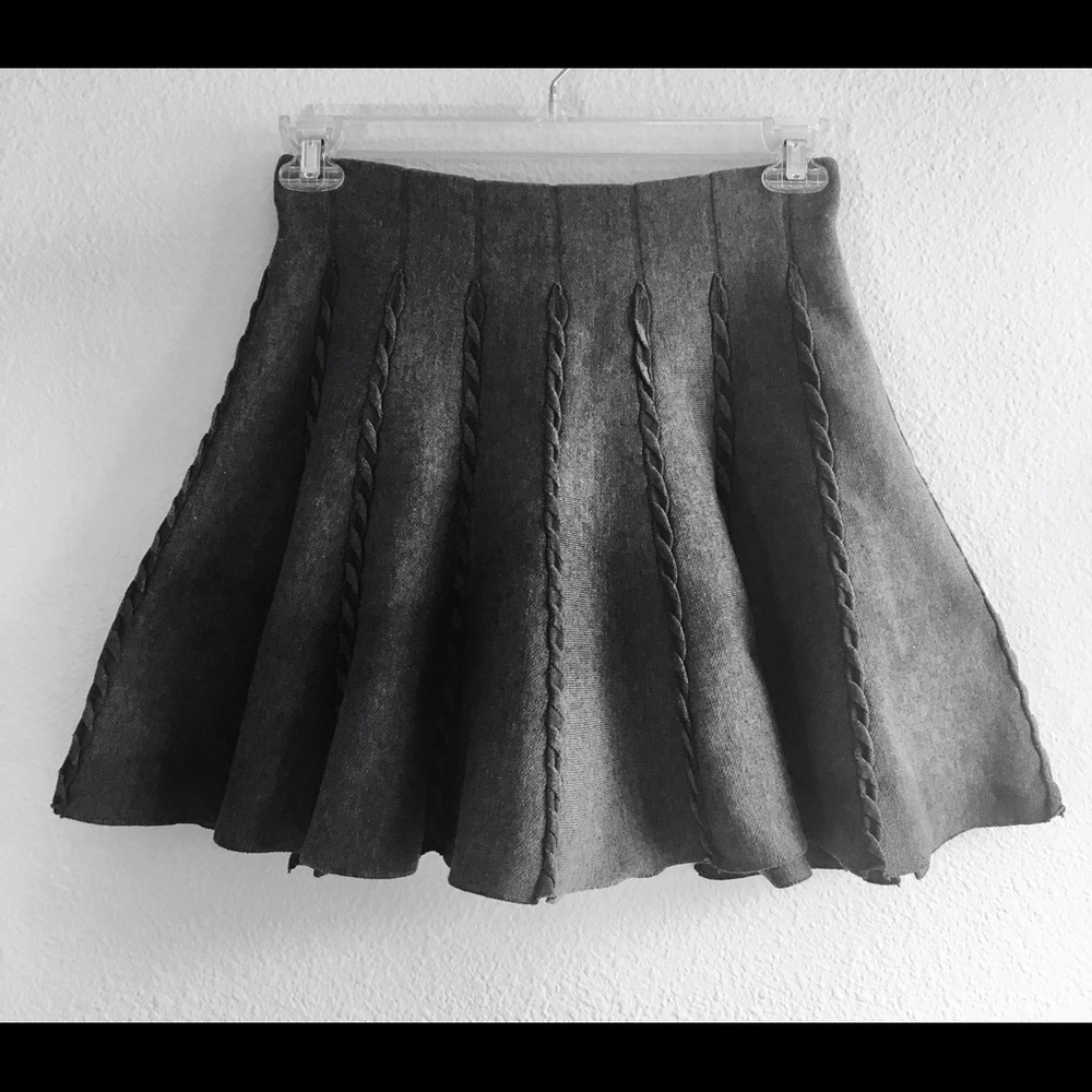 Women's Vintage Grey Wool Flare Skirt