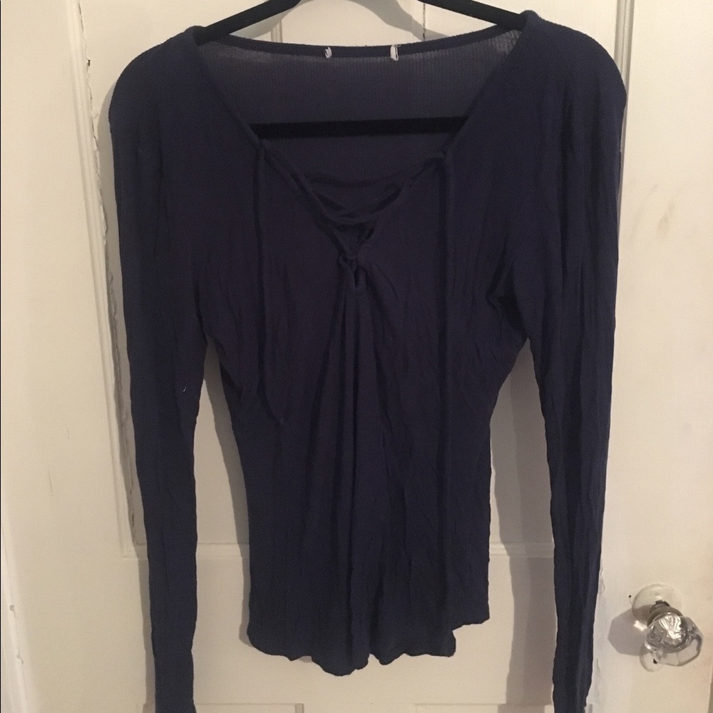 Long sleeve lace up top