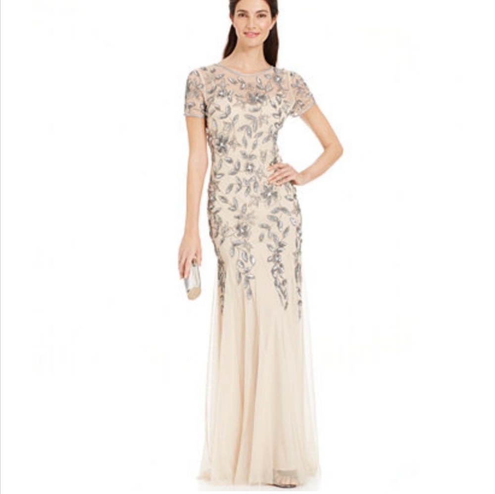 Adrianna Papell Floral Beaded Gown