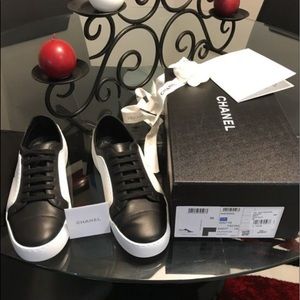 Authentic Chanel Calfskin Sneakers Size 38