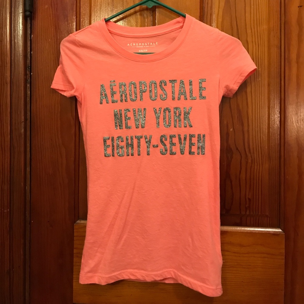 Coral Glitter Aeropostale Shirt