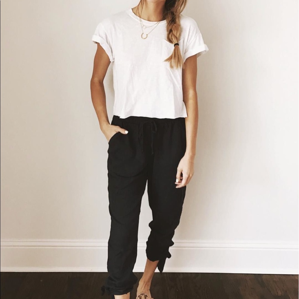 Socialite black slouchy pants with ankle ties