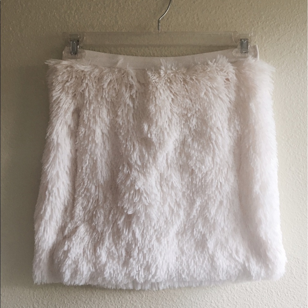 White Faux Fur Juniors Skirt