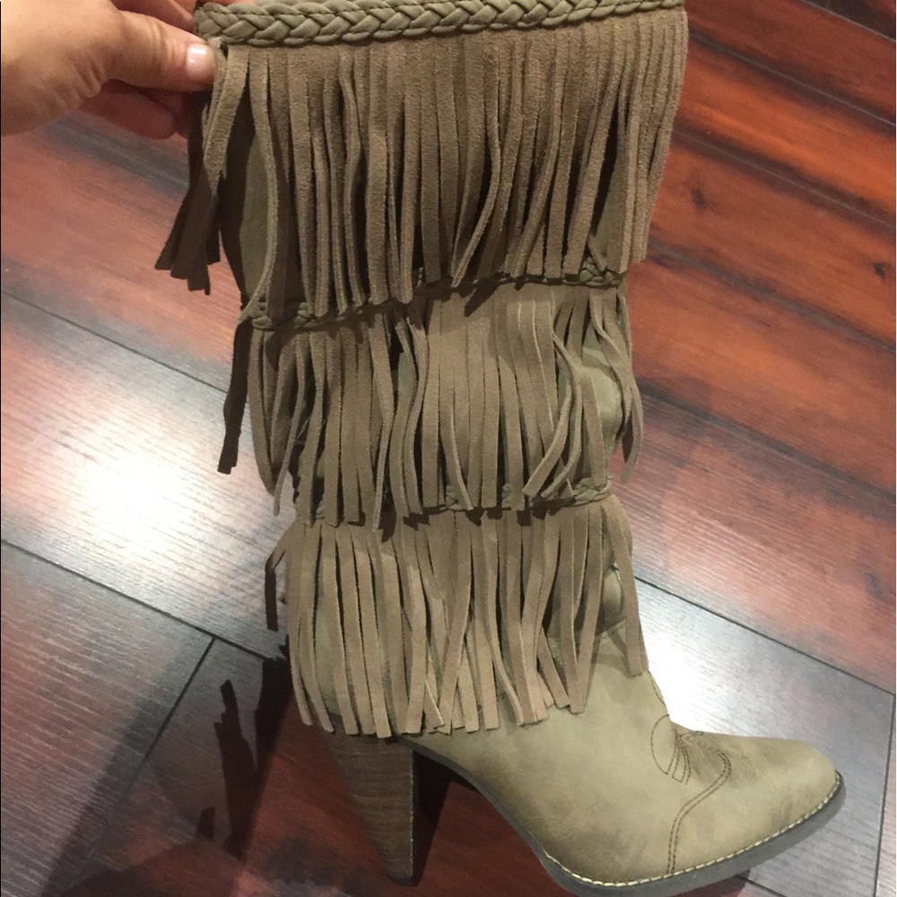 Boston proper fringe suede boots