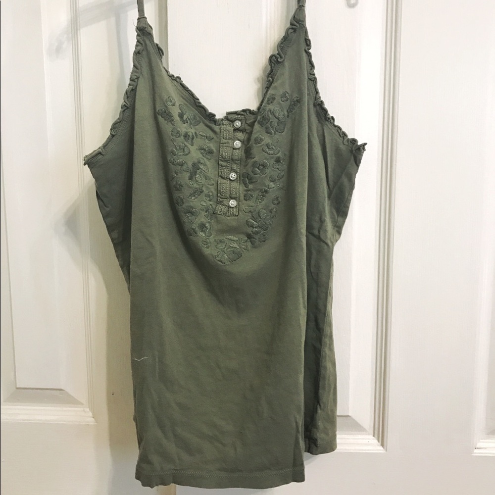 Olive Green Lettuce Hem Tank