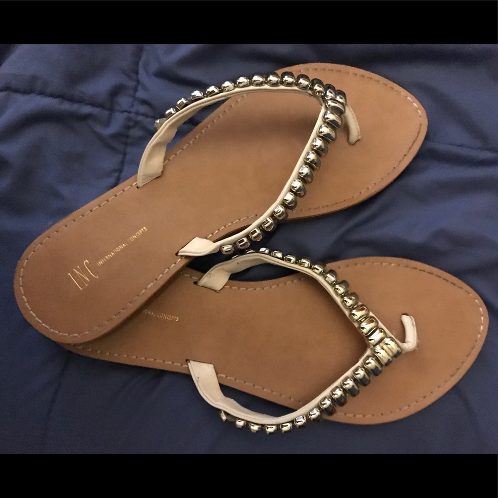FINAL SALE‼️INC white and gold sandals