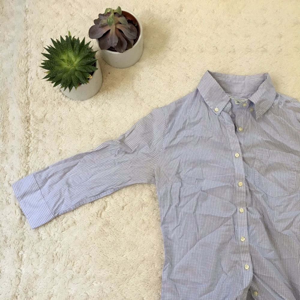 Banana Republic button-back blue gingham top - 0