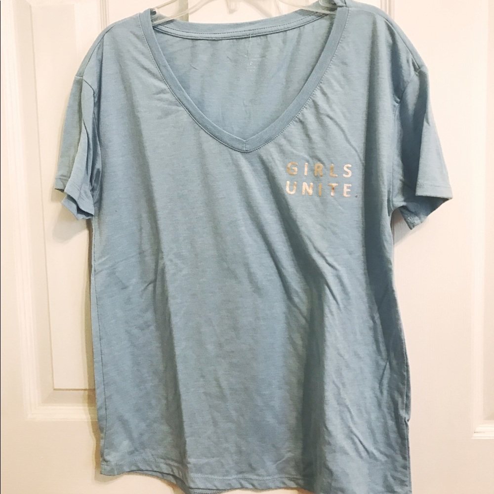 Baby blue & rose gold "Girls Unite" tee