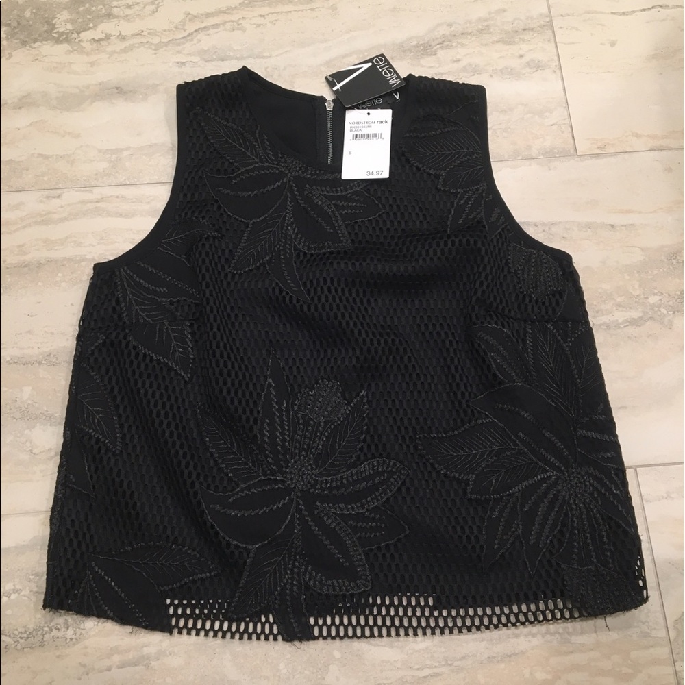 NWT Black laser cut mesh tank