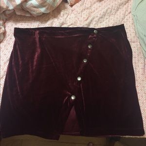 ASOS Curve maroon velvet skirt