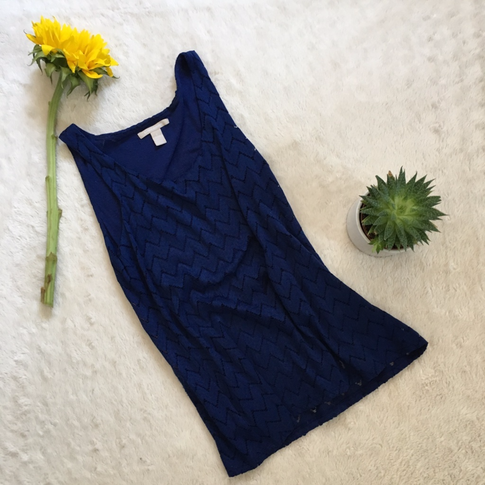 Banana Republic Blue Lace Overlay Top - Size S