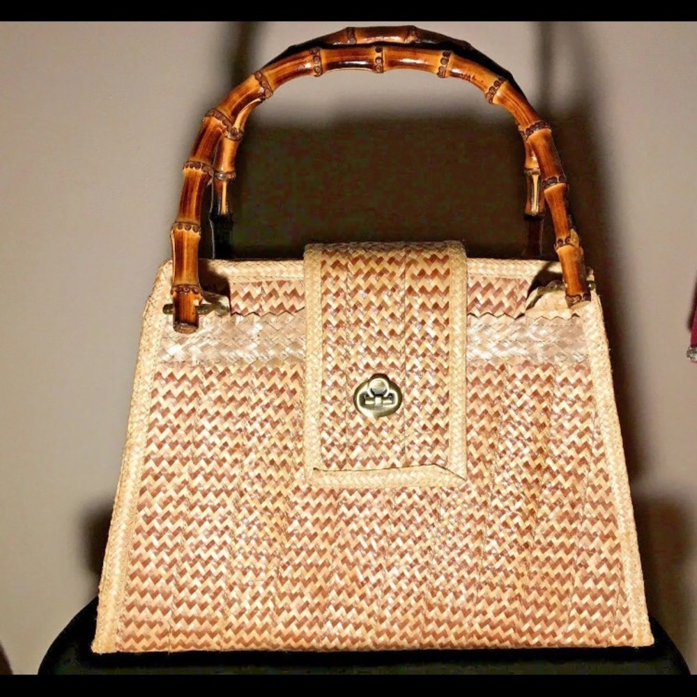 Nature's Finest "Allyson" Straw Bamboo Handbag