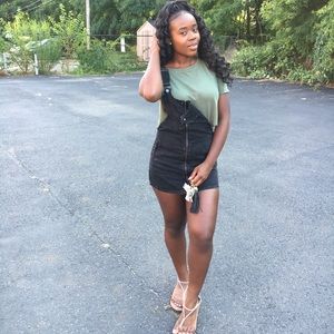 Denim Zip up Overall Dress